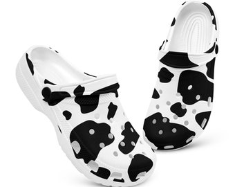 Cow print pattern Clogs for Women and Men, Custom Slip on Shoes, nursing shoes, gift ideas, custom footwear, Cow print clogs, handmade