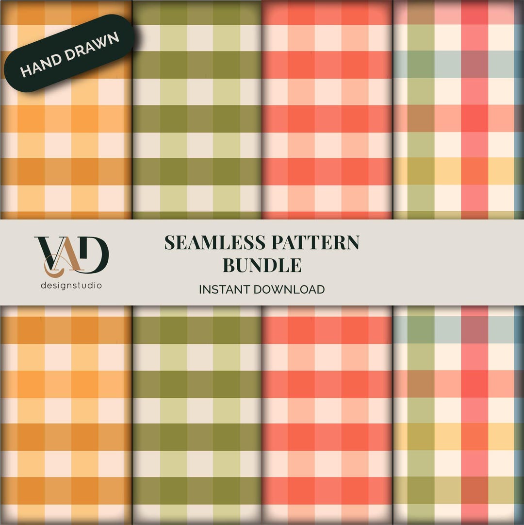 Spring Gingham Seamless Pattern Bundle, Fabric Design (digital Download ...
