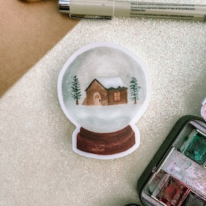 Snow Globe Die-Cut Transparent Sticker