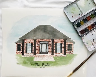 Custom Watercolor house portraits