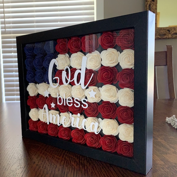 God Bless America Patriotic Shadow Box