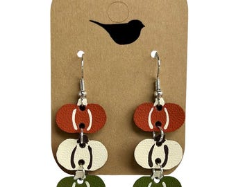 Leather Pumpkin Earrings: Lightweight Dangle Earrings for Fall