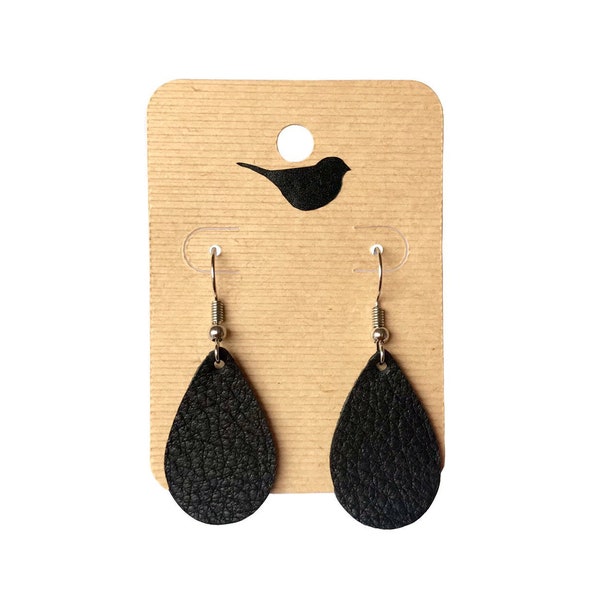 Small Black Leather Earrings