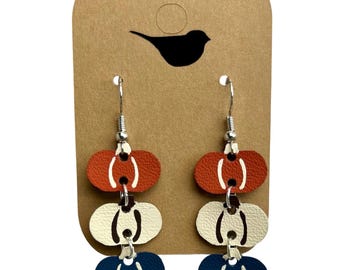 Leather Pumpkin Earrings: Lightweight Dangle Earrings for Fall