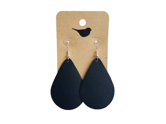 Black Teardrop Leather Earrings: Lightweight Trendy Style