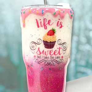 Free shipping! Cake donut sprinkles Personalized Epoxy Glitter Tumbler Cup - Different sizes available