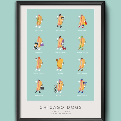 Chicago Neighborhoods Hotdogs Poster Etsy