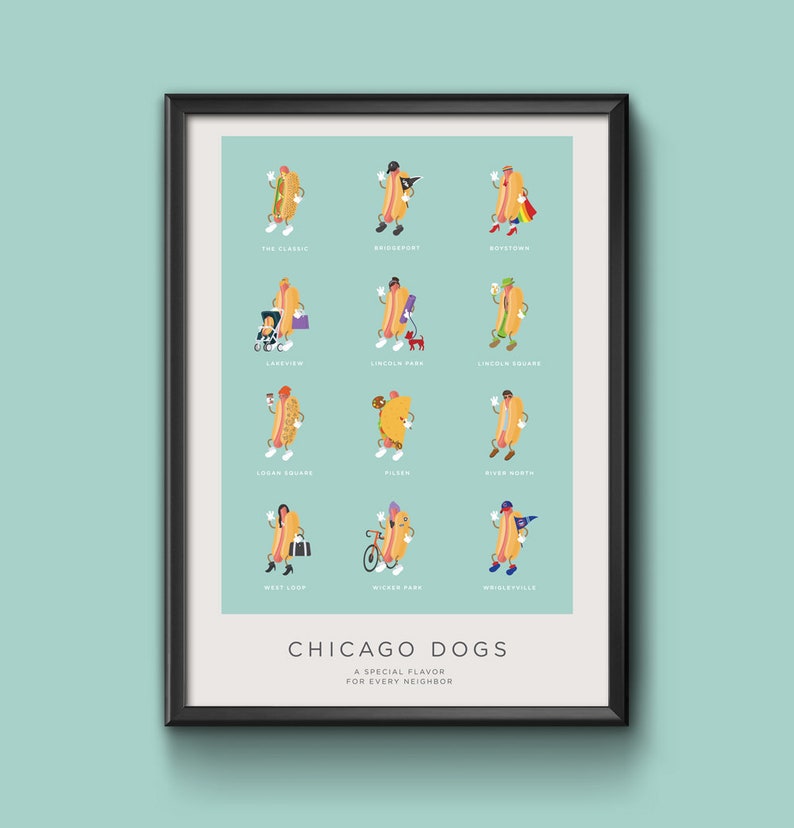 Chicago Neighborhoods Hotdogs Poster image 1