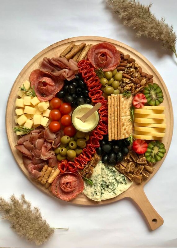Tagliere Rotondo Girevole In Legno Di Faggio 25 Cm – Ideale Per Pizza, Formaggi E Antipasti