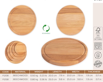 Wholesale Round Beech Cutting Board: Laser Engraving, Branding