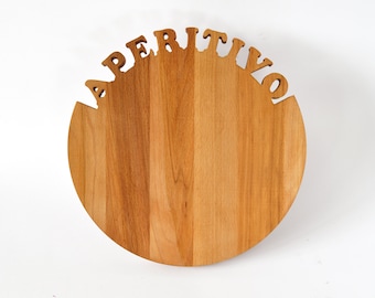 Round cutting board APERITIVO wooden board Custom cutting board Planche charcuterie Cheese platter