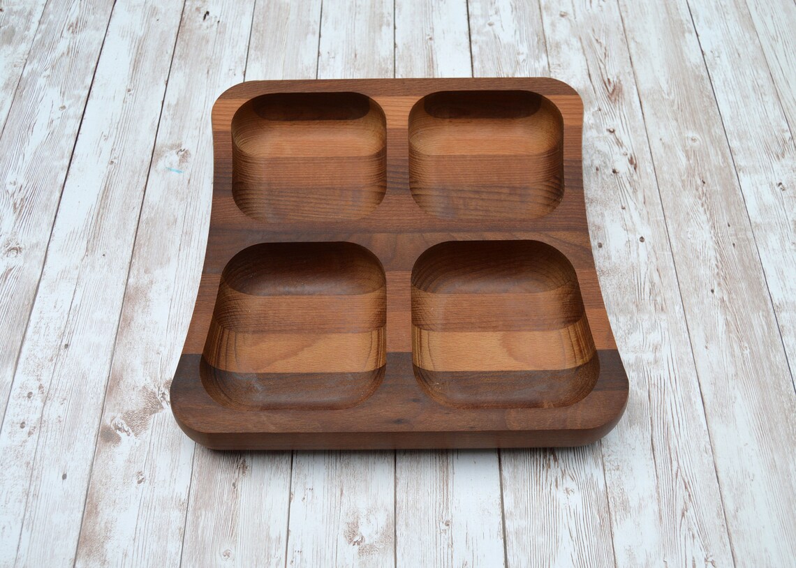 Wooden Bowl Snack tray Wood platter Housewarming Gift Etsy