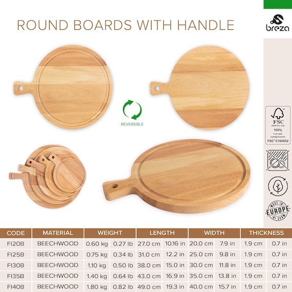Round wholesale cutting boards with handle Charcuterie and cheese board laser engraved