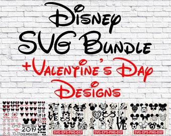 Set of 425 FIles , Disney Svg bundle , Valentine Pack , Couple , Tshirt , Print , Fonts , Xoxo Heart , Alphabets , Letters , Love , Family