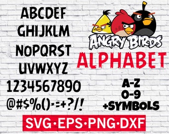 Angry Birds font svg , Angry Birds alphabet svg , Angry Birds letter , Angry Birds clipart , Angry Birds silhouette , Angry Birds cut files