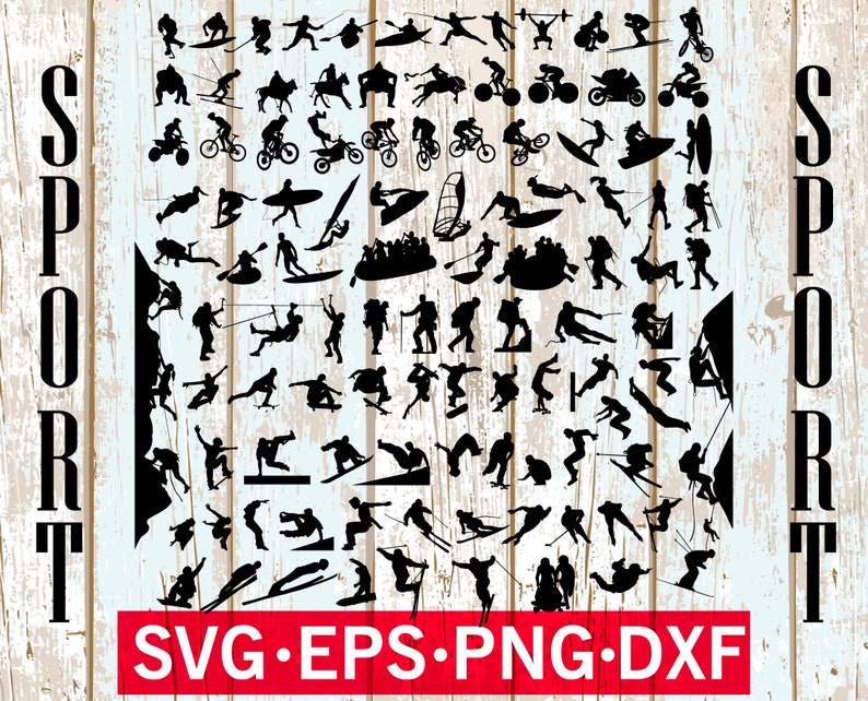 108 Sport Design Elemetns Sport Svg Bundle Sport Dxf Cut Etsy
