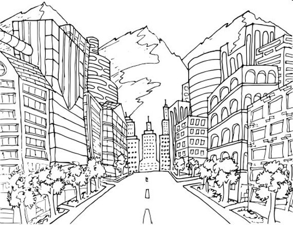 City Colouring Page | Etsy