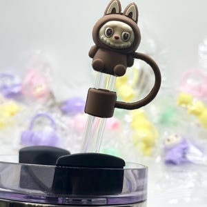 Full Body Labubu-Inspired Straw Charm – Cute Drink Buddy Accessory