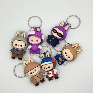 Labubu-Inspired Monster Rubber Keychain: Kawaii Key Ring