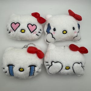 Kawaii Kitty pluche sleutelhanger - handgemaakte roze kattenbedel