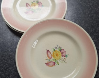 Platos laterales Dresden Spray rosa de Susie Cooper x 3 (17,5 cm)