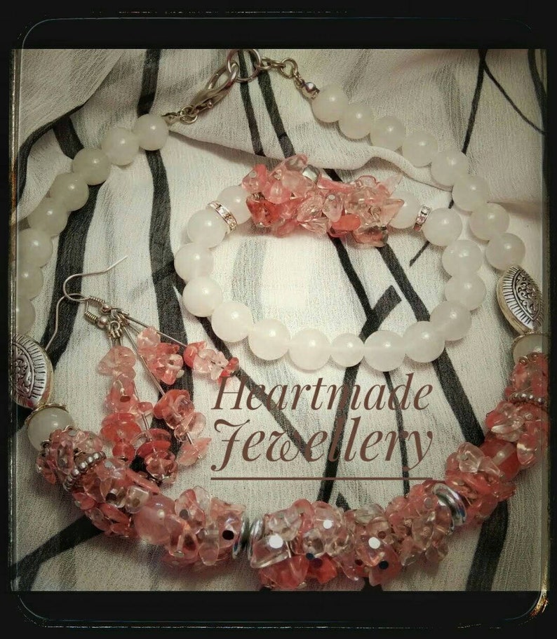 Pretty cherry quartz and quartz set