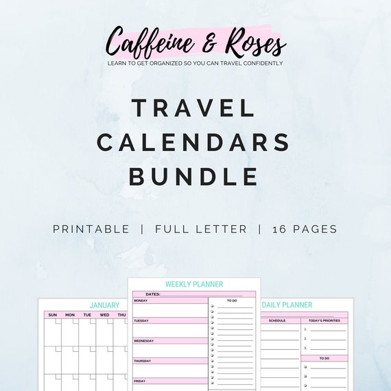 travel calendar bundle vacation planner travel planner etsy vacation planning calendars