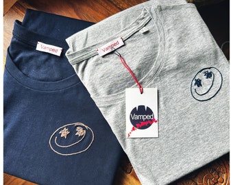 Smiley - Camiseta bordada a mano - Unisex / Mujer