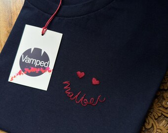 Camiseta para amantes del vino - Malbec Smiley - Camiseta orgánica bordada a mano - Unisex / Mujer