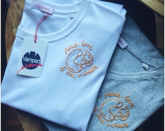 Paz, amor y macarrones con queso - Bordado a mano unisex/para mujer