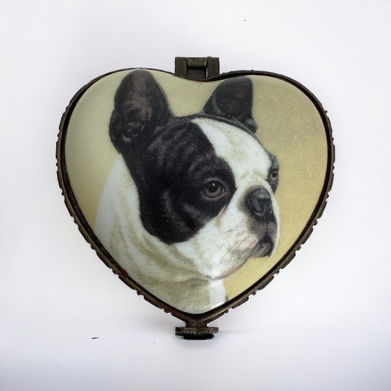 Vintage French Bulldog Frenchie Heart Shaped Trin… - image 1