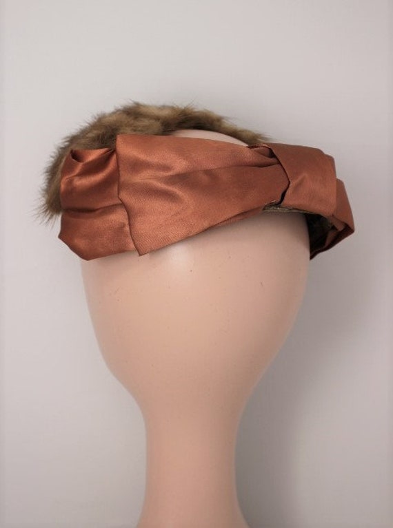 Vintage 1930s 1940s Milliner Made Mink Tail Coppe… - image 2