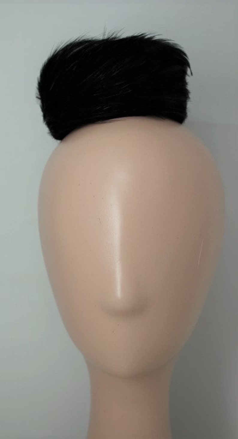 Stunning 1950s 2 Way Half Hat /& Chignon Clip Black Feathered