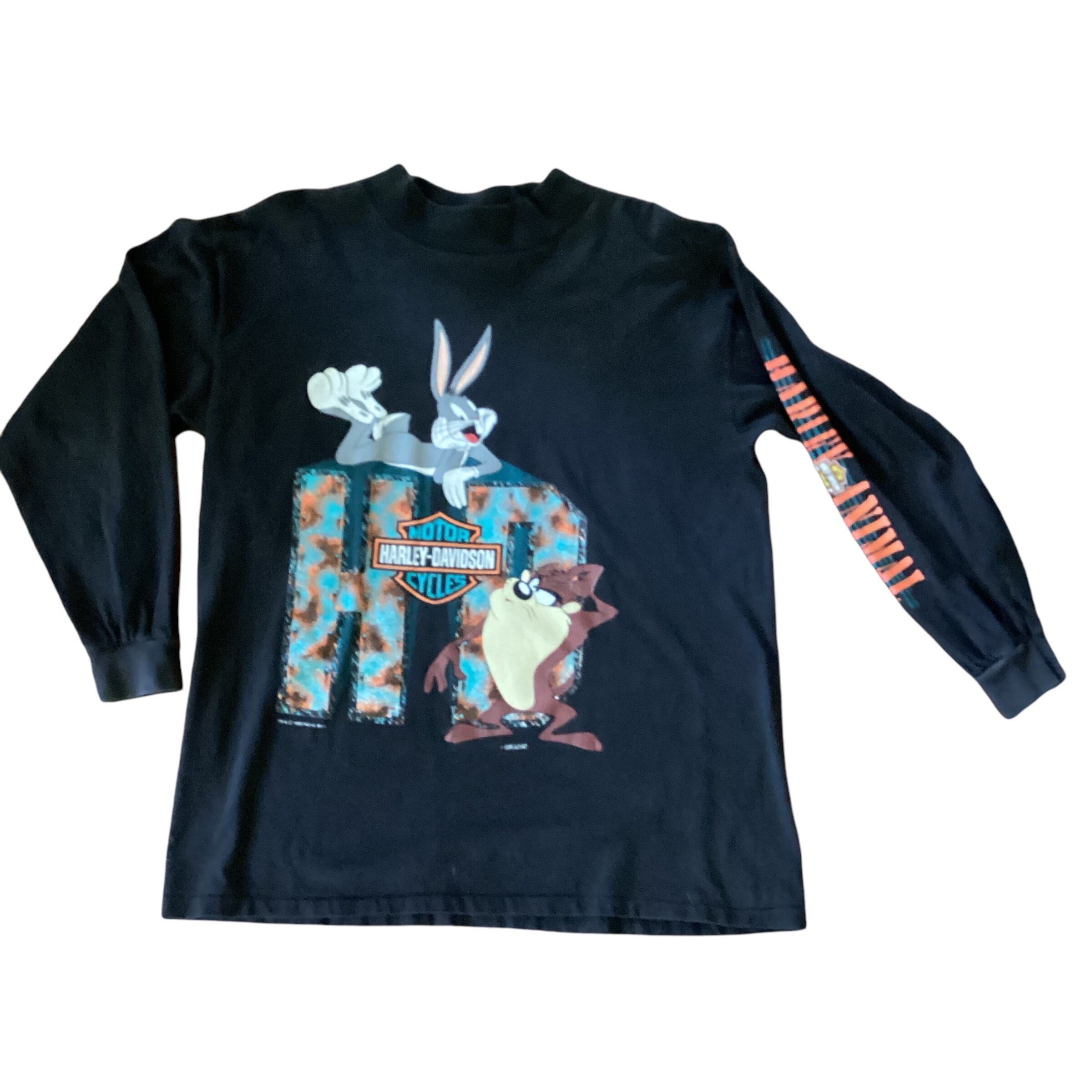 Vintage Harley Davidson Looney Tunes Bugs Bunny TAZ LS Tshirt - Etsy