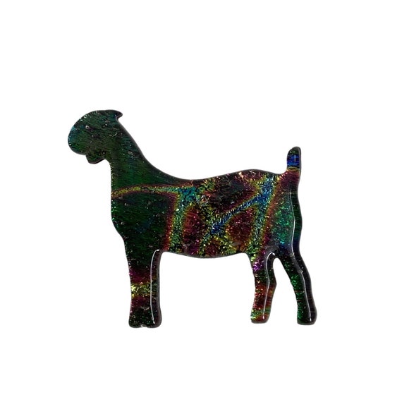 OOAK  Dichroic Art Glass BOER Goat BROOCH Pin