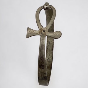 Vintage Egyptian Silver Ankh Bangle Bracelet