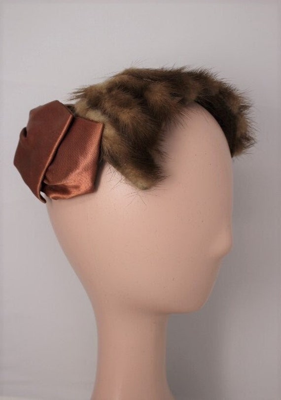 Vintage 1930s 1940s Milliner Made Mink Tail Coppe… - image 1