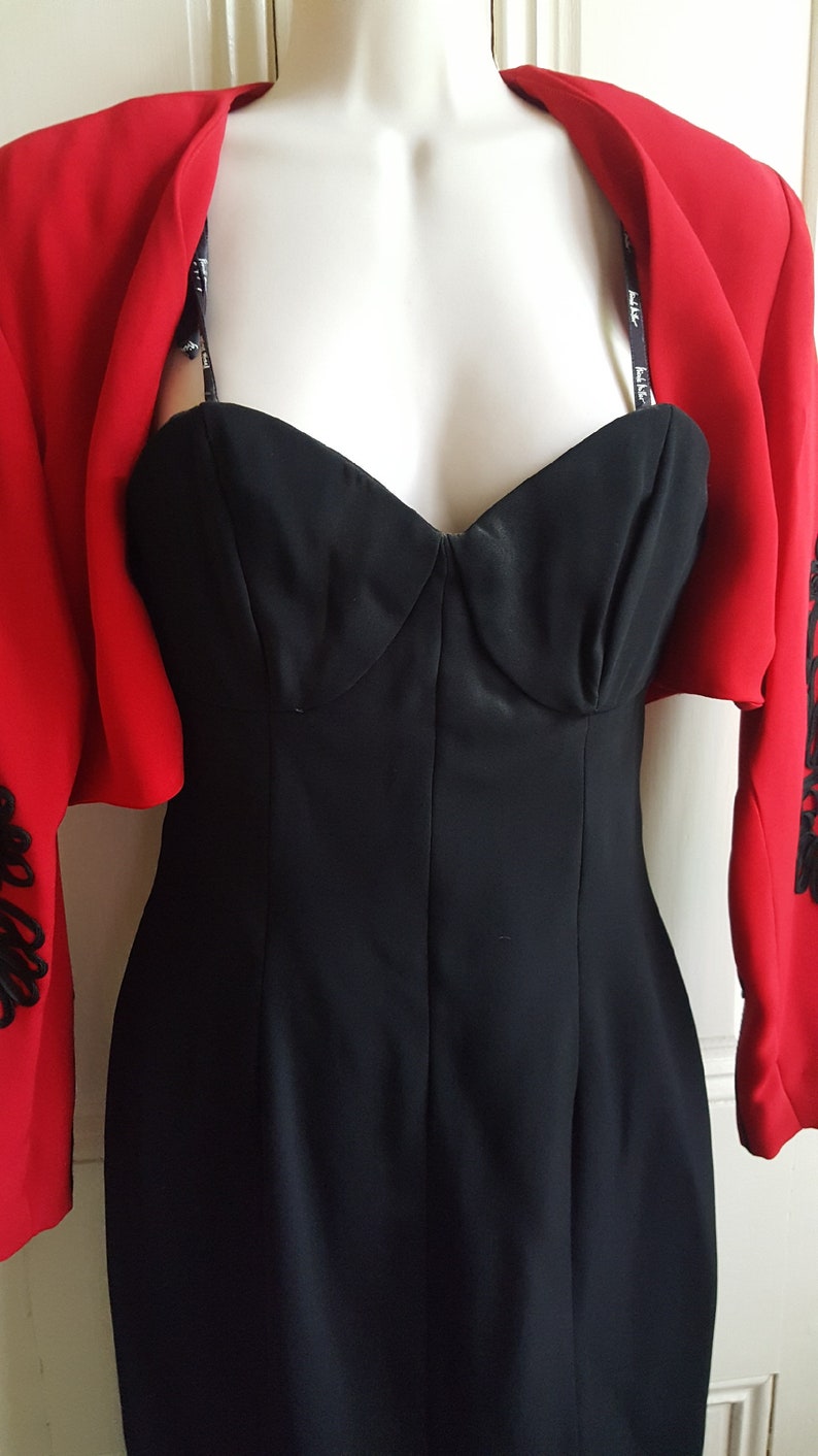 Vintage 80s Designer Nicole Miller Black BUSTIER Dress Size 4 image 4