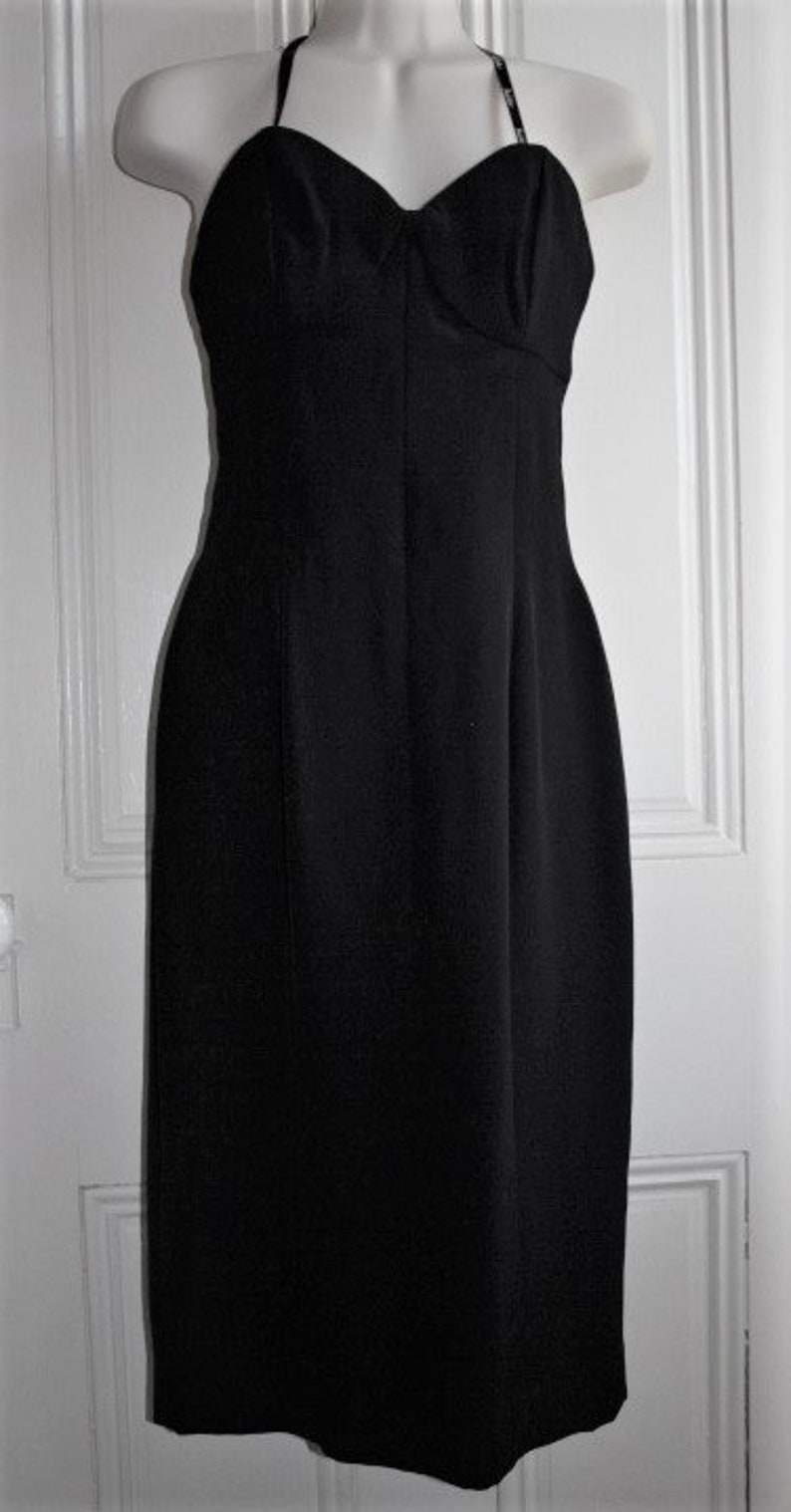 Vintage 80s Designer Nicole Miller Black BUSTIER Dress Size 4 image 2