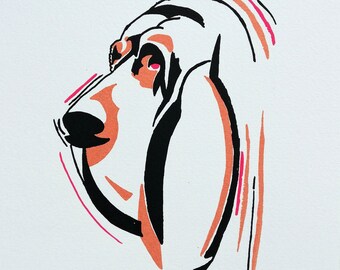 Hunde Druck - The Old Hound - Siebdruck - A4 - Blood Hound