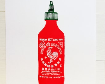 Sriracha hete saus - zeefdruk - A3