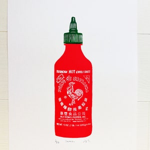 Sriracha Hot Sauce Siebdruck A3 Bild 1