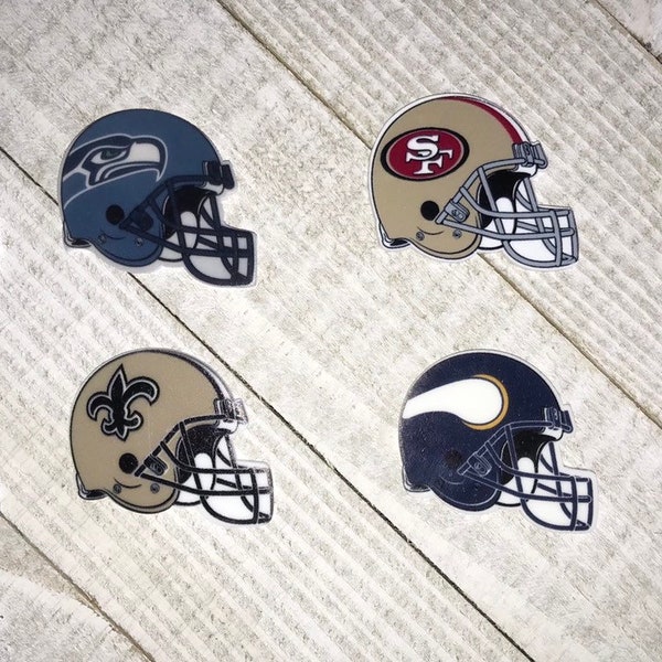 5 pieces of the same team | Flat back resin football helmets | team helmets | hairbow accessories