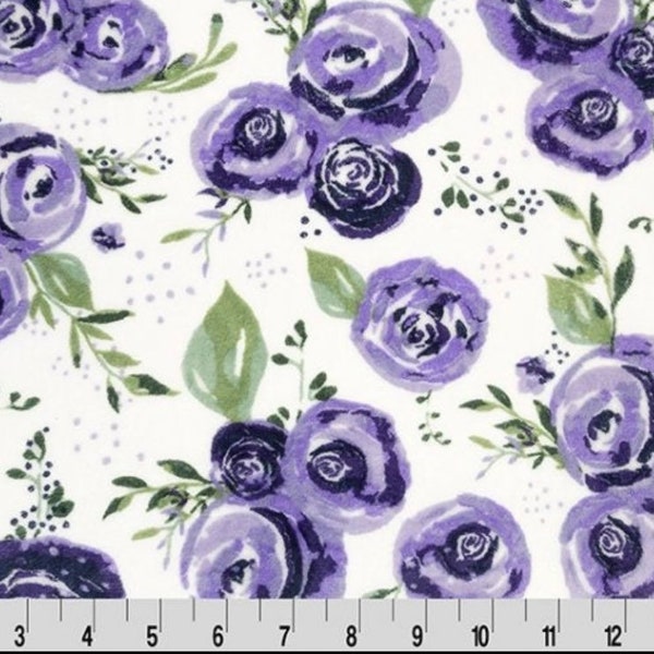 Double gauze fabric by the yard | shannon fabrics embrace | Purple flowers