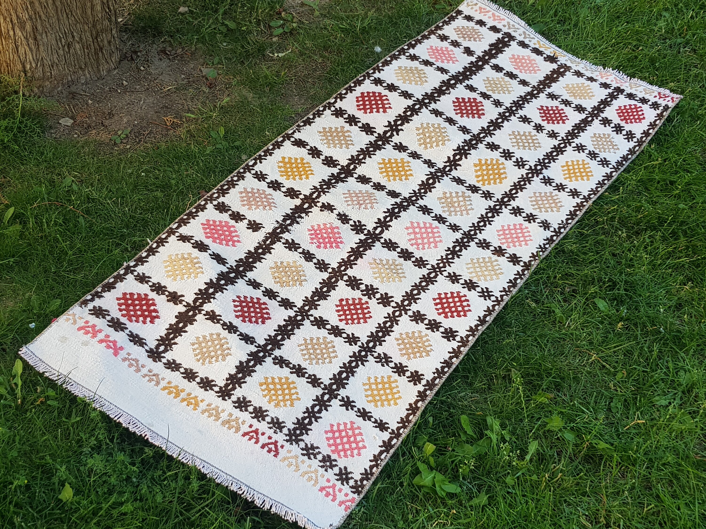 Turkish rug 4.1 x 1.9 feet Turkish Vintage Pink Rug Wool Hali Etsy