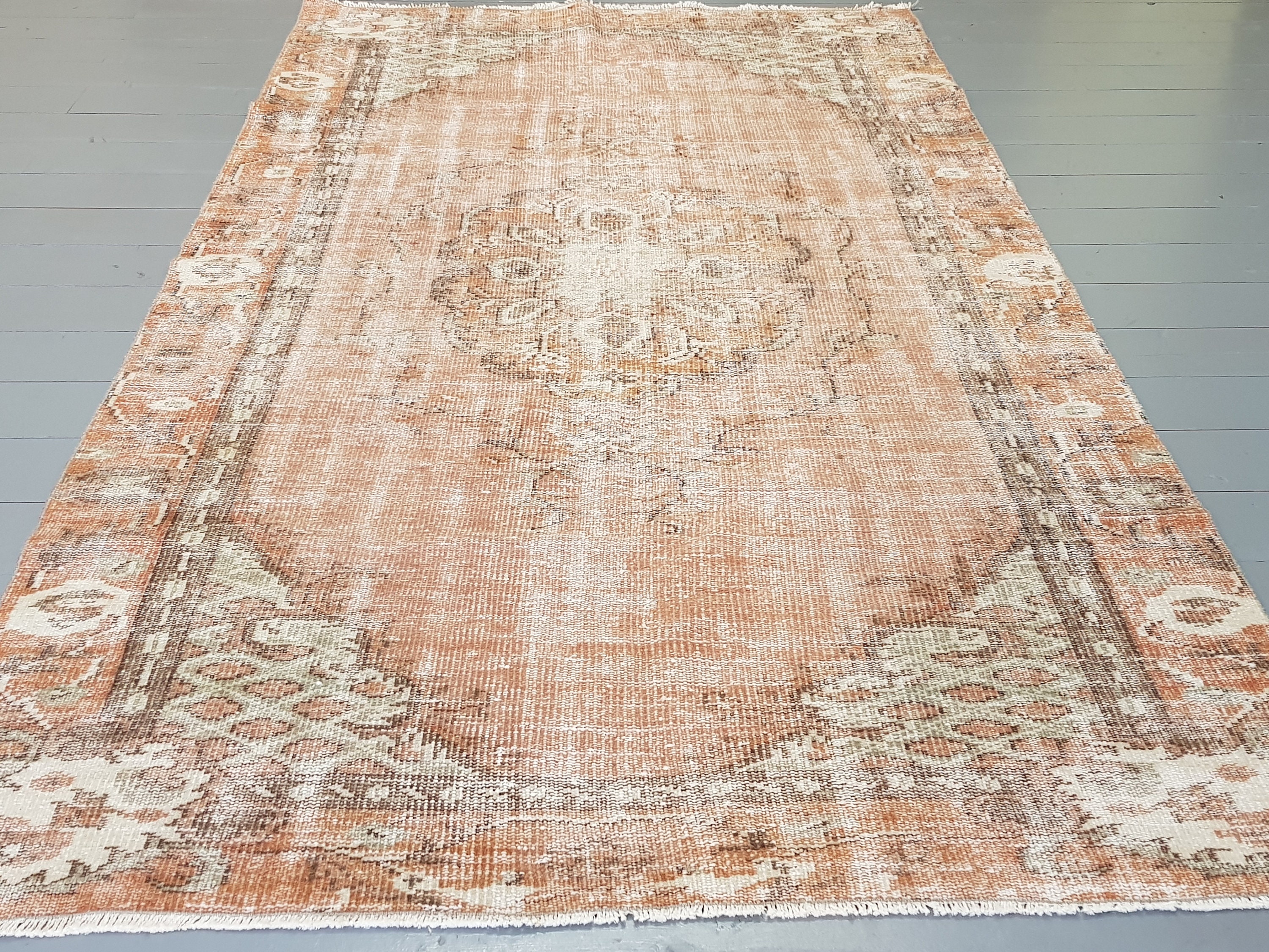 Salmon color vintage turkish rug 8.2x 4.5 Feet Number a627 Etsy