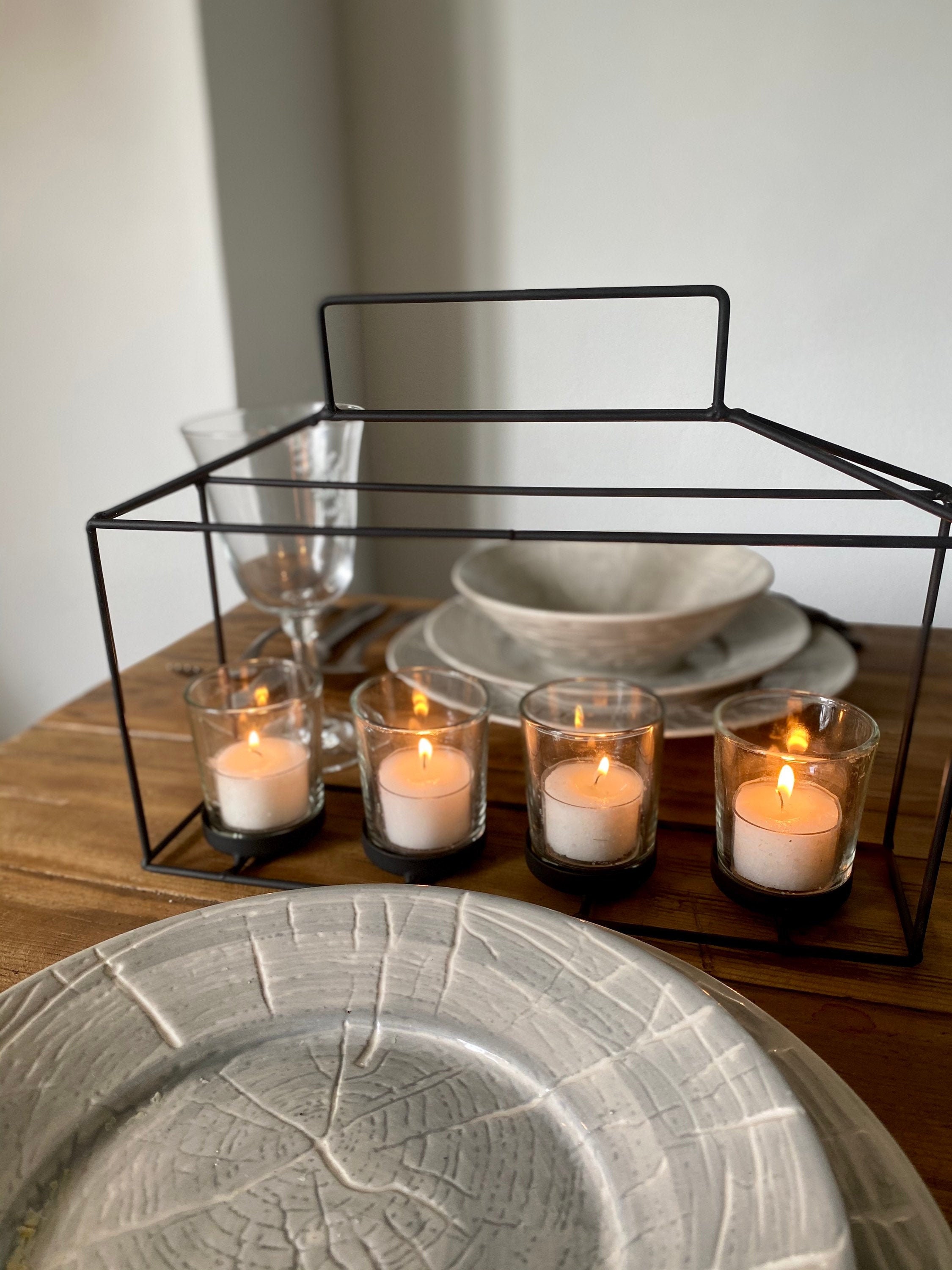 Black Metal Tealight Candle Holder Etsy