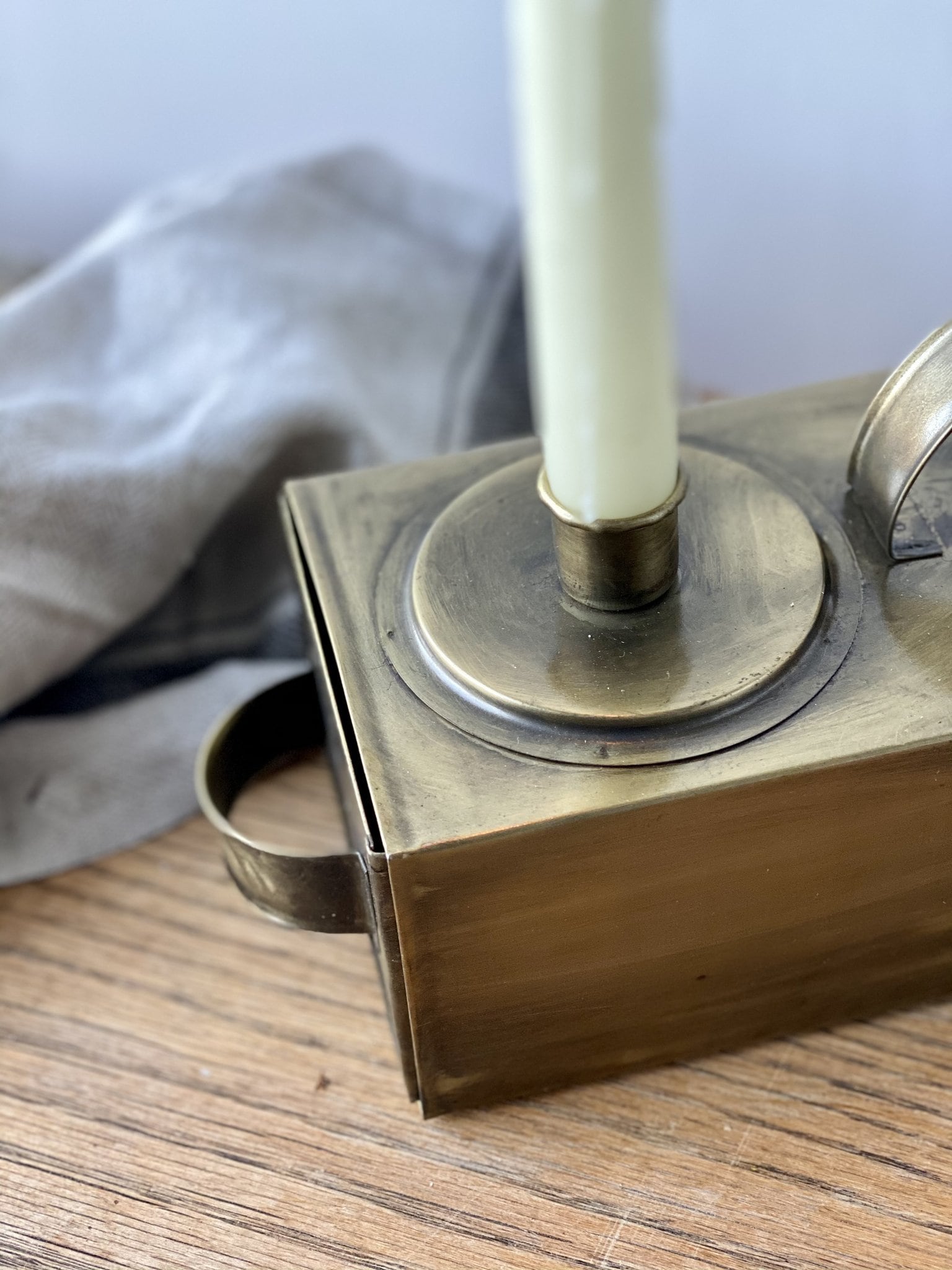 Brass Taper Candle Holder Box with Handle and Candle Storage Etsy