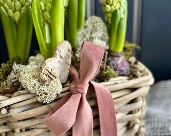 Pretty Flowering Hyacinth Rattan Trug