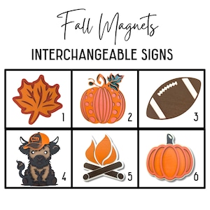 Fall Interchangeable Magnet Insert | Laser Cut Wood Magnet | Changeable Sign Magnet | Swap Magnet Insert | Interchangeable Sign Piece